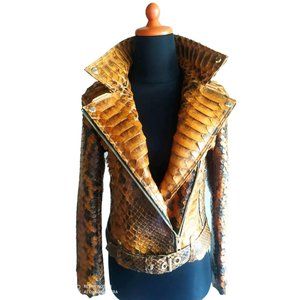 Brown Snakeskin Women Motorcycle Jacket ( Size M )